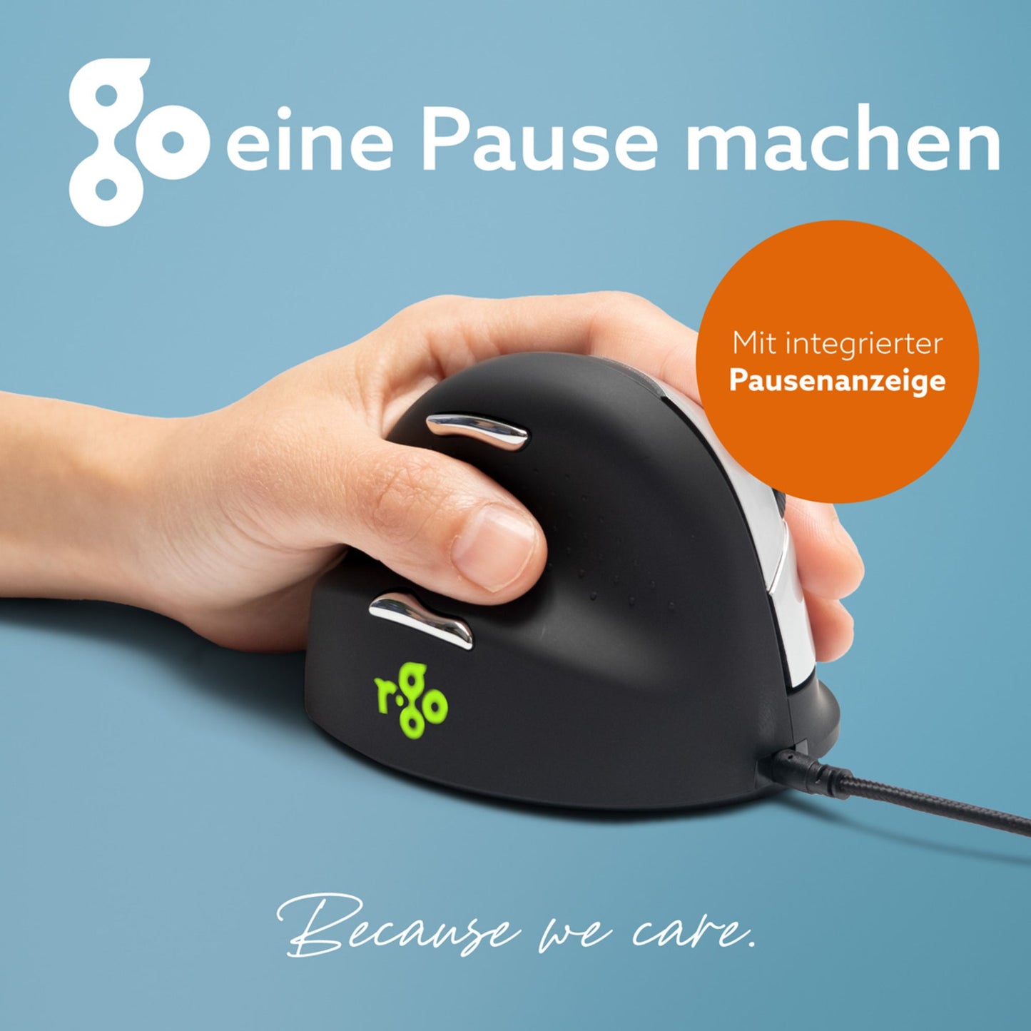 R-Go Tools Optische PC Maus HE Break Linkshänder ergonomisch USB-C schwarz