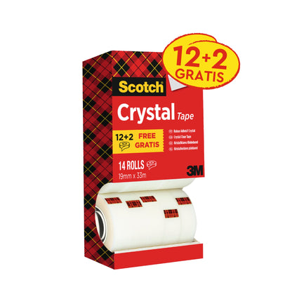 Scotch® Klebefilm Crystal Promotion 19 mm x 33 m (B x L) einseitig klebend mit Lösungsmittel Acrylat transparent 14 St./Pack.