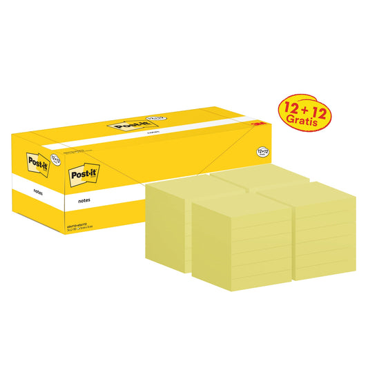 Post-it® Haftnotiz Notes Promotion 76 x 76 mm (B x H) gelb 100 Bl./Block 24 Block/Pack.