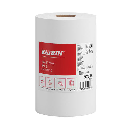 Katrin Handtuchrolle Centerfeed 17,8 cm x 100 m (B x L) Tissue, 100 % Zellstoff weiß 12 Rl./Pack.