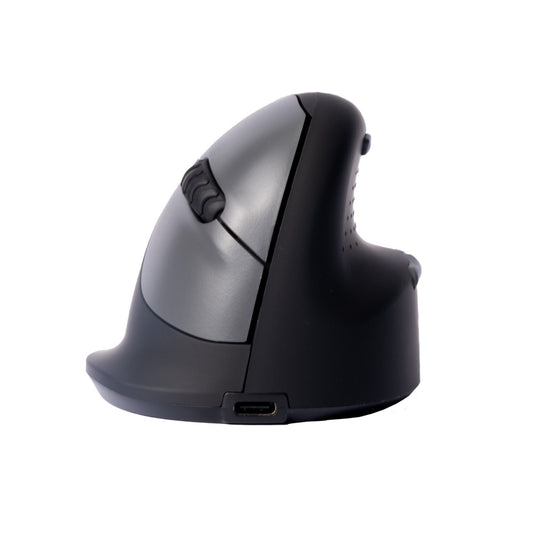 R-Go Tools Optische PC Maus HE Break Rechtshänder ergonomisch USB-C 10m Akku inkl. USB-C/USB-A-Ladekabel (1 m), Nano-Empfänger schwarz