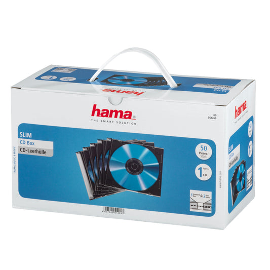 Hama CD/DVD Hülle Slim 12,5 x 14,2 x 0,5 cm (B x H x T) Polystyrol schwarz/transparent 50 St./Pack.