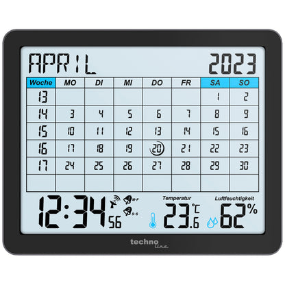 technoline® Digitalkalender WT 2600 17,2 x 14 x 2,5 cm (B x H x T) funkgesteuert Batterie schwarz