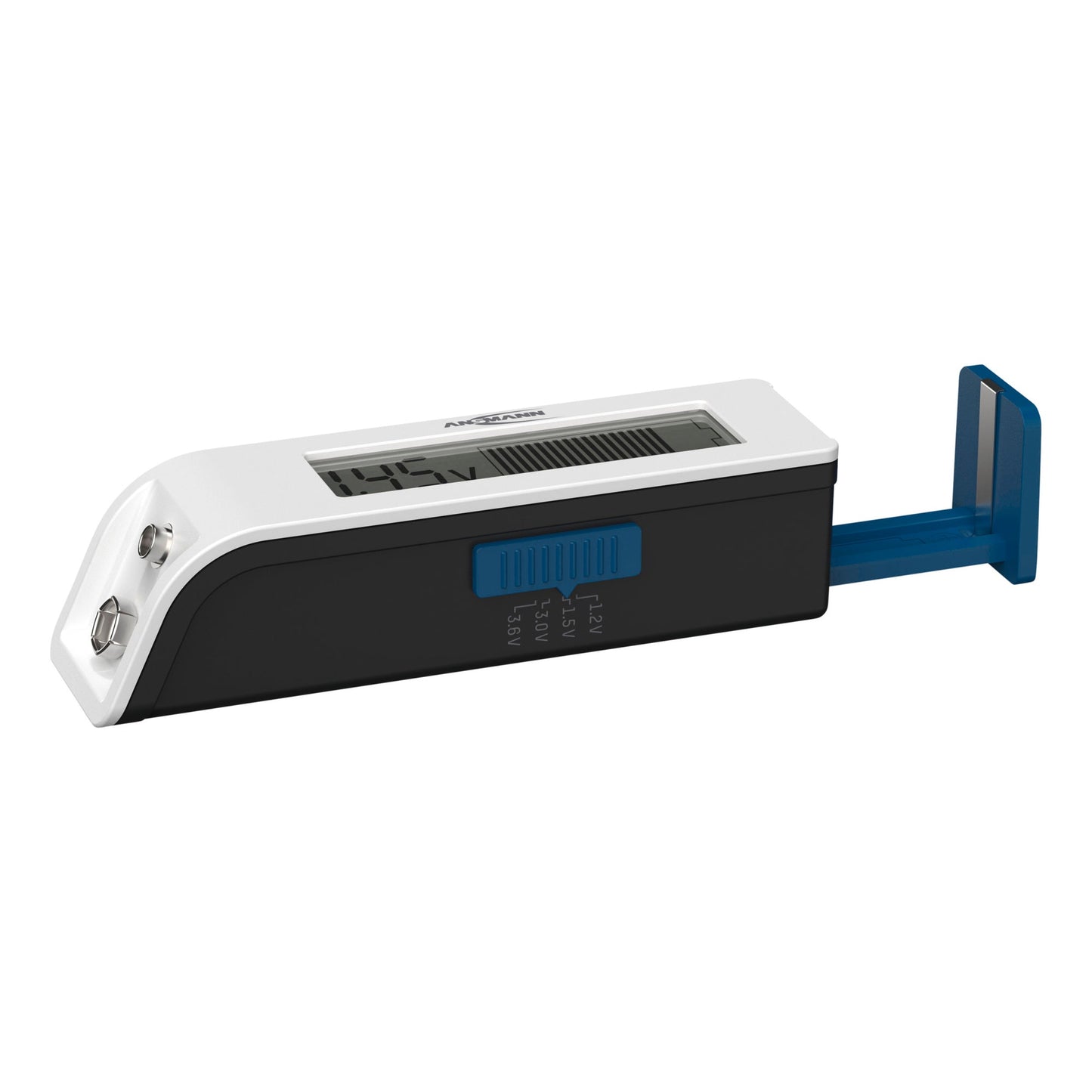 ANSMANN Batterietester Comfort Check AAAA/Mini, AAA/Micro, AA/Mignon, C/Baby, D/Mono, N/Lady, E/Block, 9V NiMH-Akkus, 3,6V/3,7V Li-Ion-Akkus, Knopfzellen, CR2, CR123A 11,1 x 3 x 2,7 cm (B x H x T)