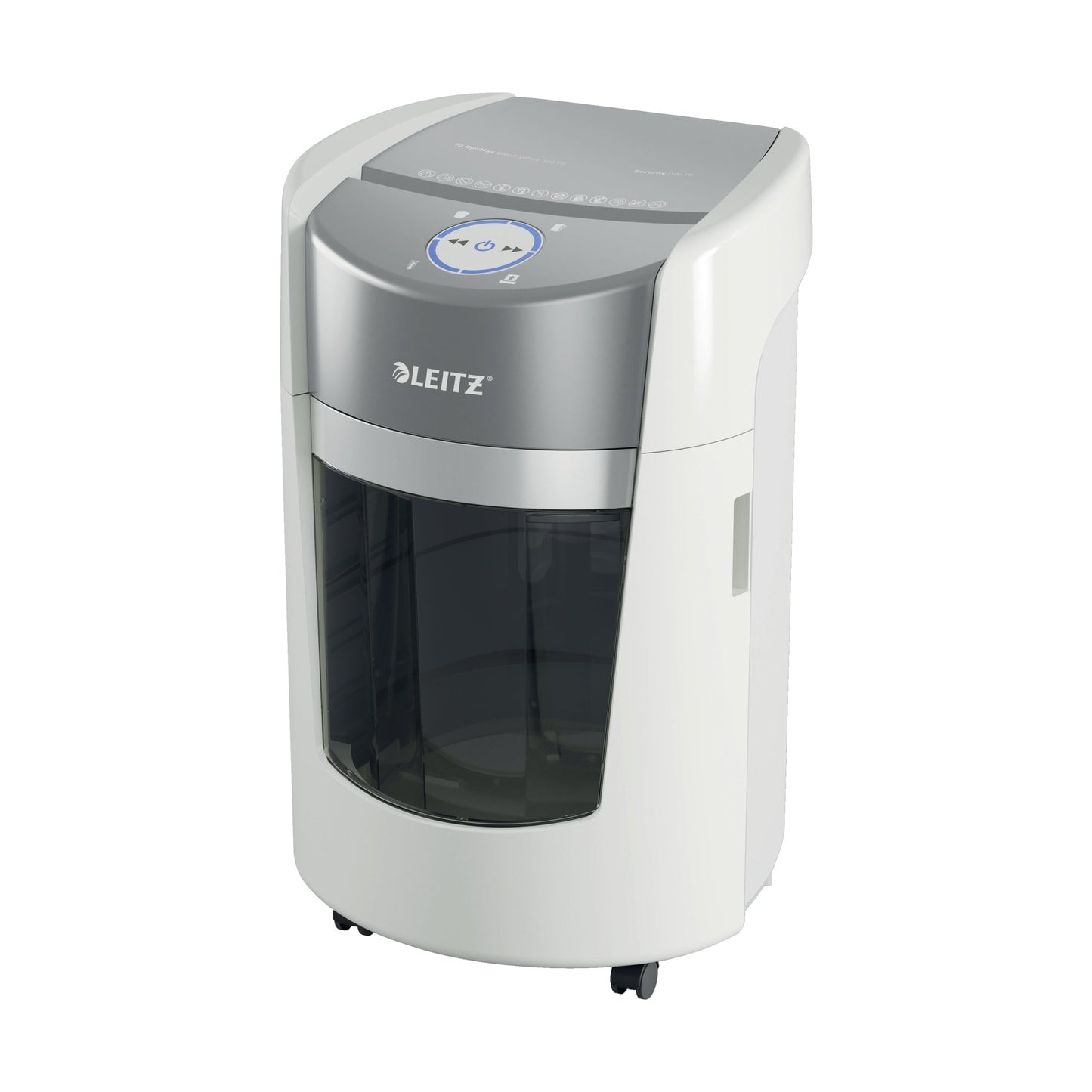 Leitz Aktenvernichter IQ OptiMax Small Office 350 P-5 Papier, Heftklammern, Büroklammern Partikelschnitt 9 Bl. weiß