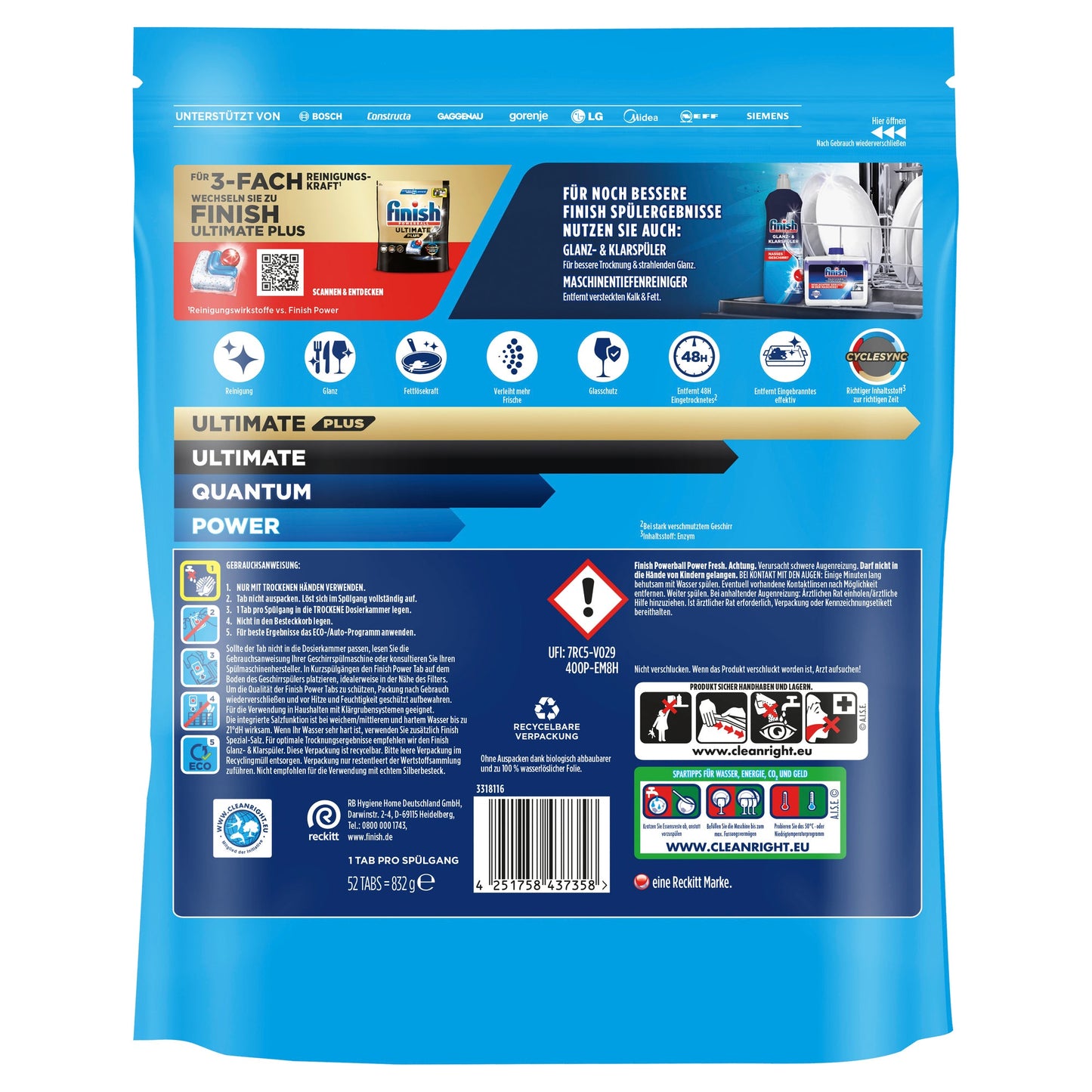 FINISH Spülmaschinentabs Power Fresh 52 St./Pack.