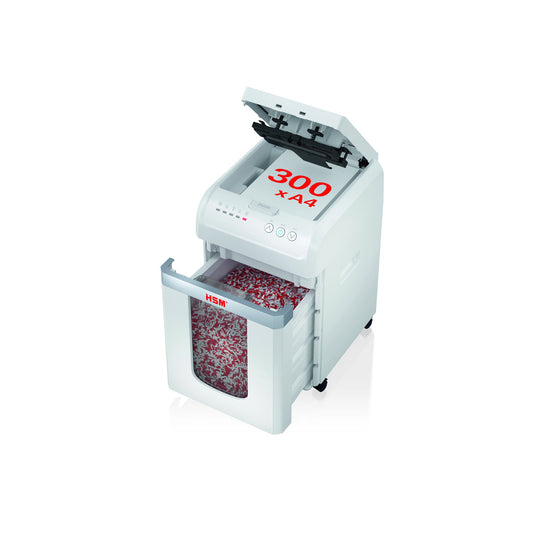 HSM® Aktenvernichter shredstar X300 P-4 Papier, Heftklammern, Büroklammern, Kreditkarten Partikelschnitt weiß