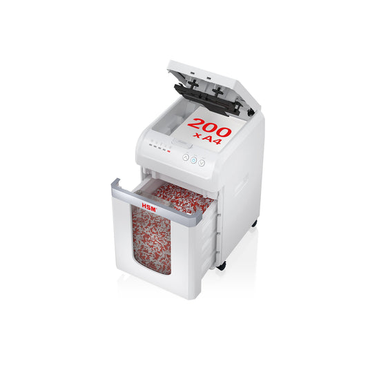 HSM® Aktenvernichter shredstar X200 P-4 Papier, Heftklammern, Büroklammern, Kreditkarten Partikelschnitt weiß