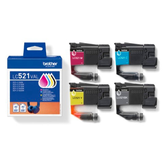 Brother Tintenpatrone Originalzubehör LC-521VAL ca. 4 x 500 Seiten schwarz, mehrfarbig 4 St./Pack.