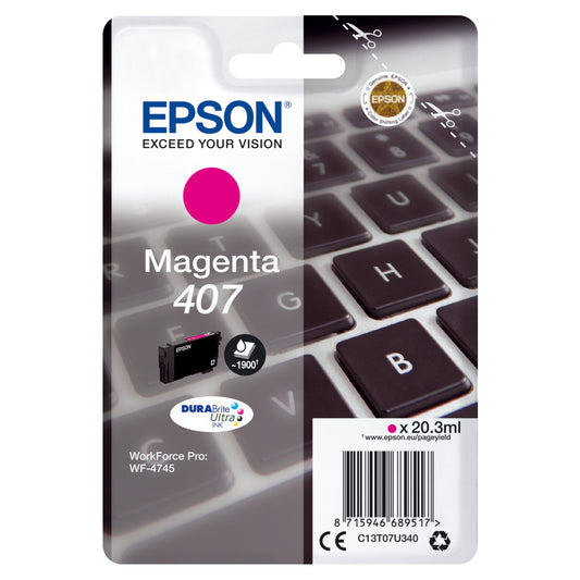 Epson Tintenpatrone Originalzubehör 407 ca. 1.900 Seiten magenta 20,3ml