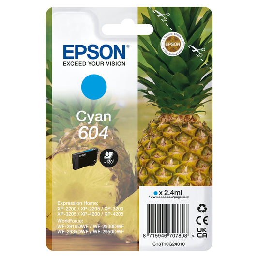 Epson Tintenpatrone Originalzubehör 604 ca. 130 Seiten cyan 2,4ml