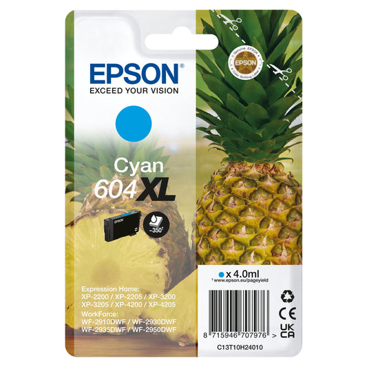 Epson Tintenpatrone Originalzubehör 604XL ca. 350 Seiten cyan 4ml