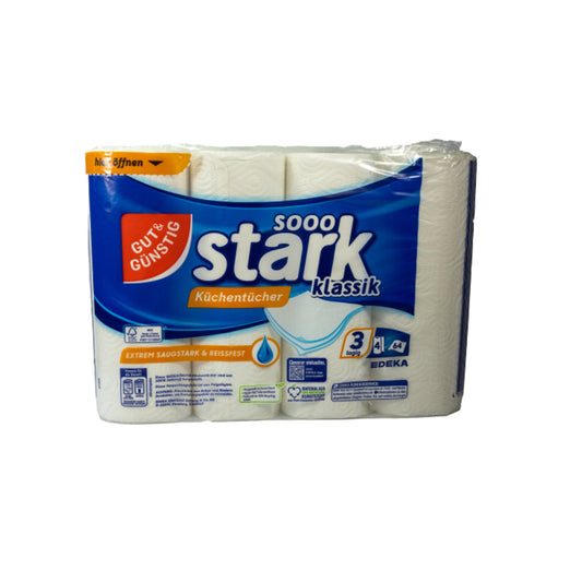 GUT & GÜNSTIG Küchenrolle sooo stark Klassik 3-lagig Zellstoff weiß 4 Rl./Pack.
