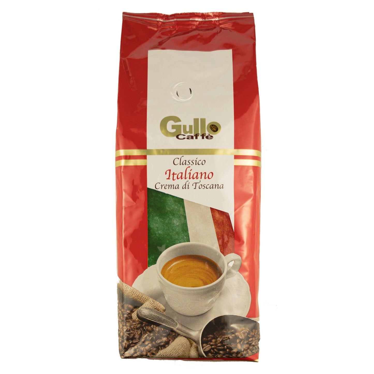 Gullo Kaffee Classico Italiano Crema Di Toscana abgerundet, aromareich, ausgewogen ganze Bohne 1.000 g/Pack.