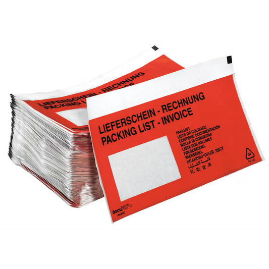 Dokumententaschen rot m. Aufdruck Lieferschein - Rechnung DIN lang sk 1.000 St.